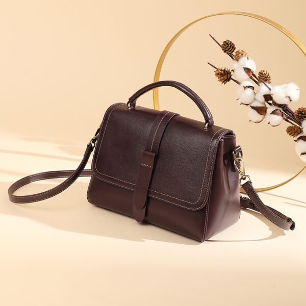 Vegetable-Tanned Leather Shoulder Tote — Elegant Structured Handbag