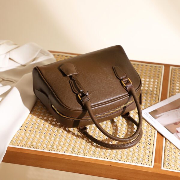 Cowhide Leather Boston Pillow Bag — Versatile Daily Carry