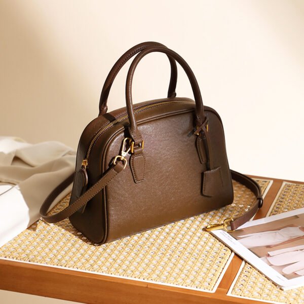 Cowhide Leather Boston Pillow Bag — Versatile Daily Carry