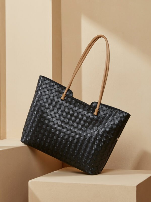 5 Leather Woven Tote Bag | Large Capacity Shoulder Bag