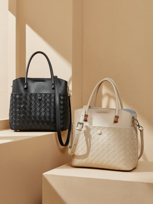 5 Genuine Leather Woven Tote Bag – Large Capacity Commuter Handbag