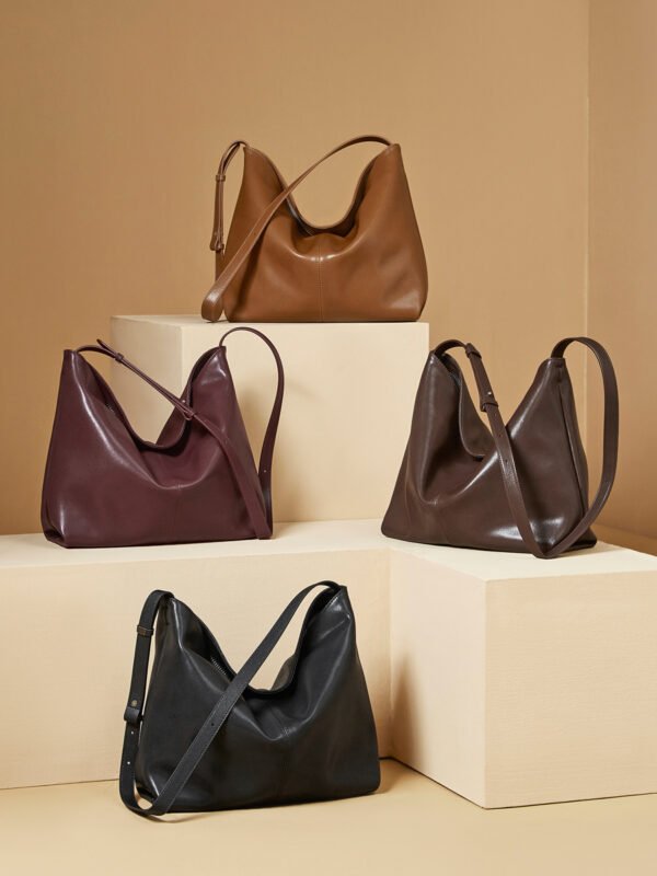 Genuine Leather Large Capacity Commuter Shoulder & Crossbody Bag