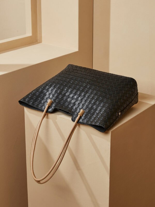 6 Leather Woven Tote Bag | Large Capacity Shoulder Bag