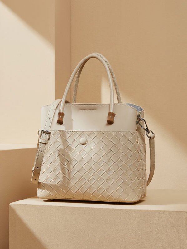 6 Genuine Leather Woven Tote Bag – Large Capacity Commuter Handbag