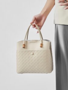 Genuine Leather Woven Tote Bag