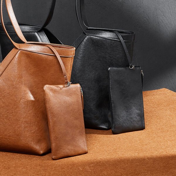 Genuine Leather Large Shoulder Tote — Commuter Essential