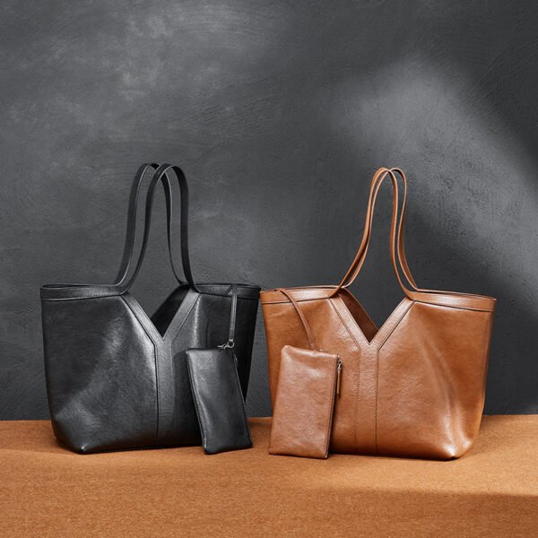 Genuine Leather Large Shoulder Tote — Commuter Essential