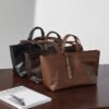 Cowhide Leather Commuter Tote Bag — Soft Vintage Style