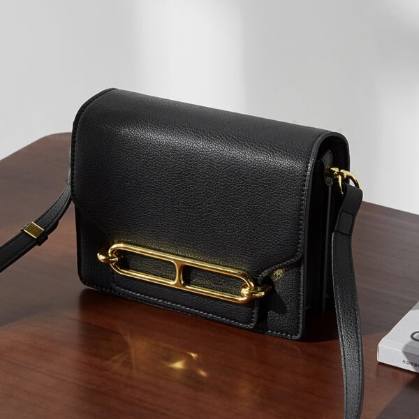 Genuine Leather Shoulder Bag — Minimalist Box Tote