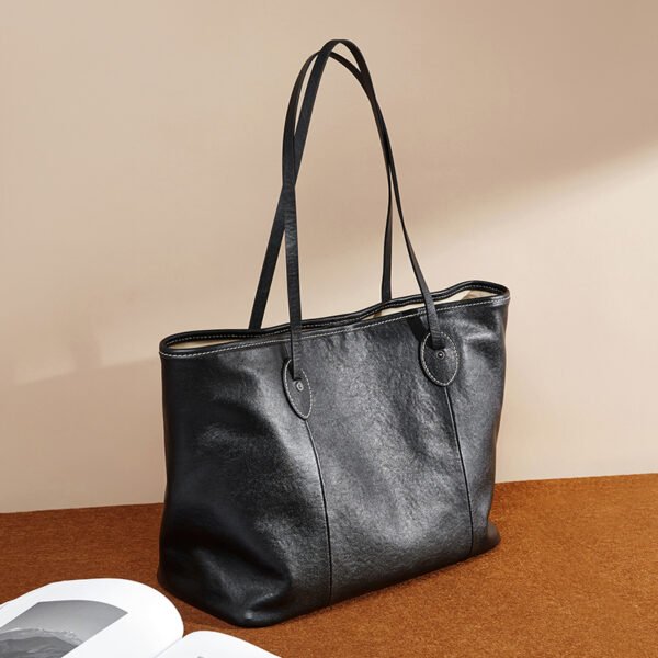 Genuine Leather Commuter Tote Bag — Large Shoulder Hobo