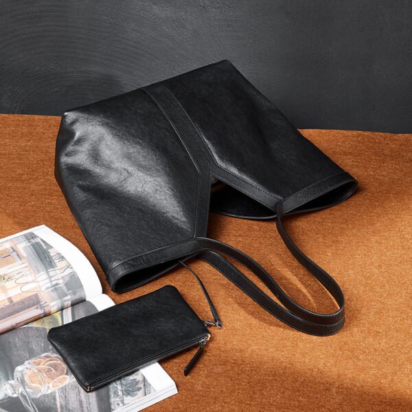 Genuine Leather Large Shoulder Tote — Commuter Essential