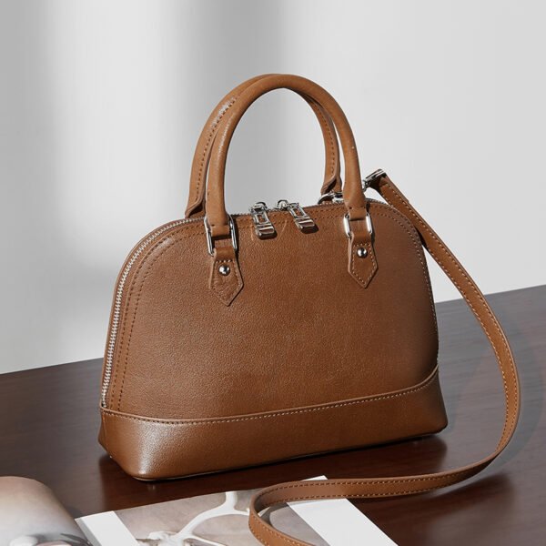 Cowhide Leather Shell Bag Crossbody — Stylish Handbag