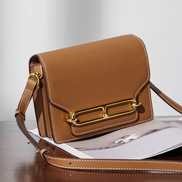 Genuine Leather Shoulder Bag — Minimalist Box Tote