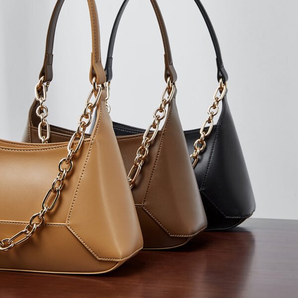 Minimalist Underarm Leather Handbag – Fashion Baguette Cowhide Shoulder Bag