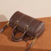 Full-Grain Leather Boston Bag — Vintage Handheld & Shoulder Style