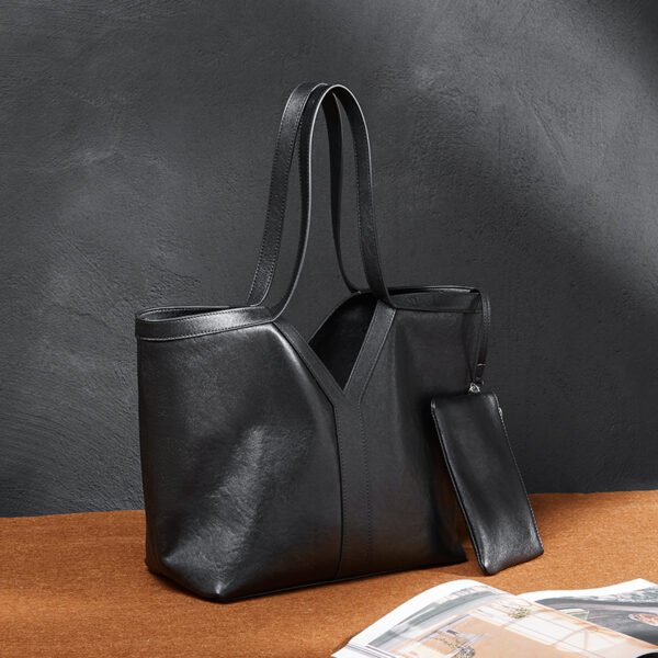 Genuine Leather Large Shoulder Tote — Commuter Essential