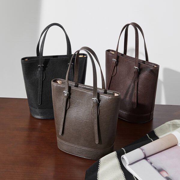 800X800主图_0003_无题会话13772 Genuine Leather Bucket Tote — Vintage Commuter Shoulder Bag