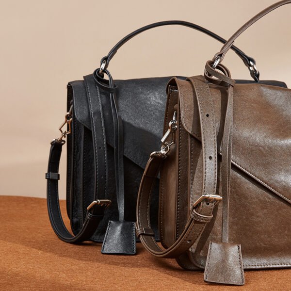 Genuine Leather Vintage Messenger Bag — Casual Shoulder Satchel