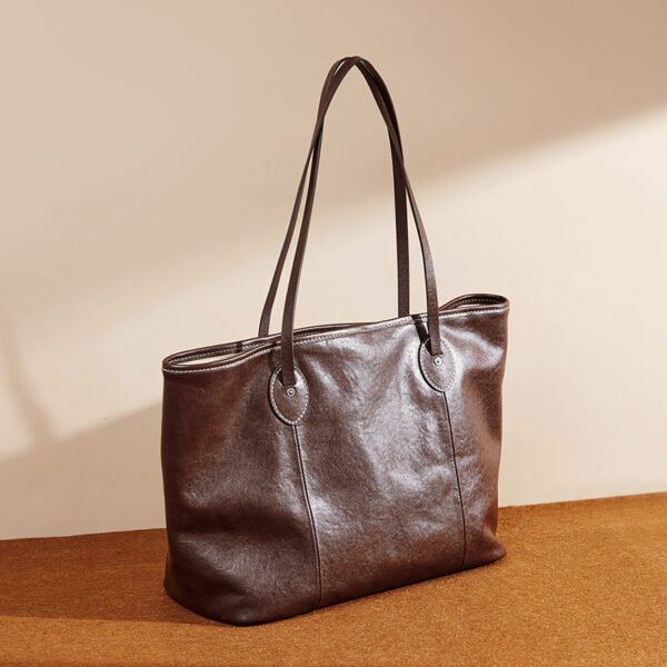 Genuine Leather Commuter Tote Bag — Large Shoulder Hobo