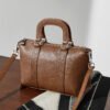 Cowhide Leather Boston Pillow Bag — Vintage Handheld Crossbody