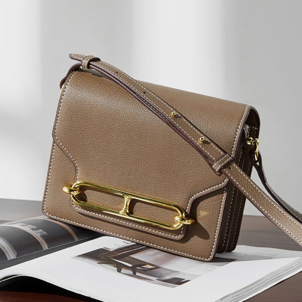 Genuine Leather Shoulder Bag — Minimalist Box Tote