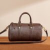 Full-Grain Leather Boston Bag — Vintage Handheld & Shoulder Style