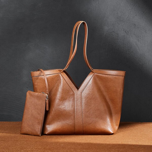 Genuine Leather Large Shoulder Tote — Commuter Essential