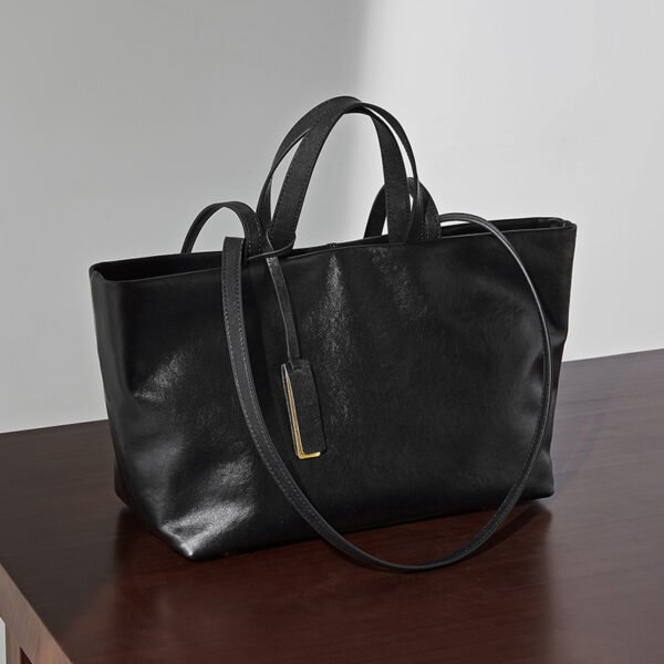 Cowhide Leather Commuter Tote Bag — Soft Vintage Style