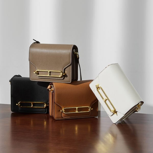 Genuine Leather Shoulder Bag — Minimalist Box Tote