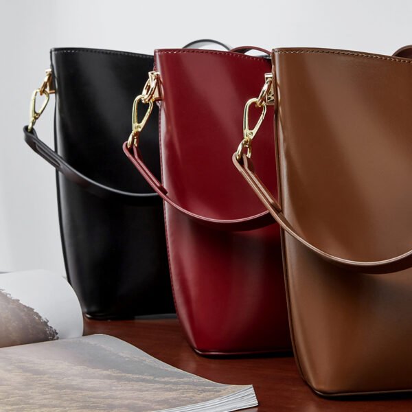 Genuine Leather Bucket Bag for Women | Large Capacity Retro Shoulder Tote – Mode