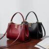 Genuine Leather Shoulder Bag – Double Buckle Commuter Handbag
