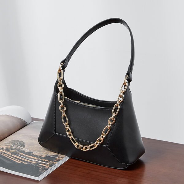 Minimalist Underarm Leather Handbag – Fashion Baguette Cowhide Shoulder Bag