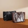 Genuine Leather Commuter Tote Bag — Large Shoulder Hobo