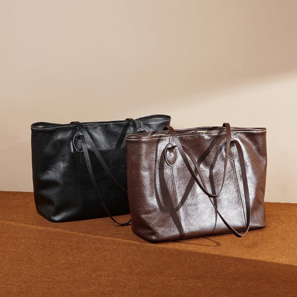 Genuine Leather Commuter Tote Bag — Large Shoulder Hobo