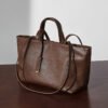 Cowhide Leather Commuter Tote Bag — Soft Vintage Style
