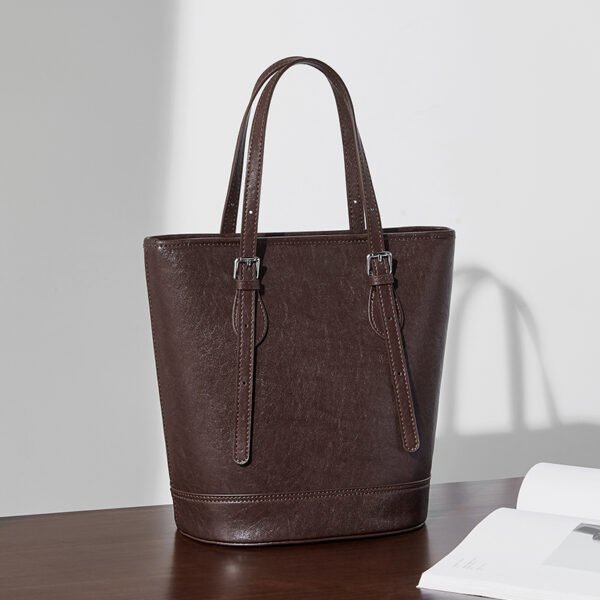 800X800主图_0006_无题会话13765 Genuine Leather Bucket Tote — Vintage Commuter Shoulder Bag