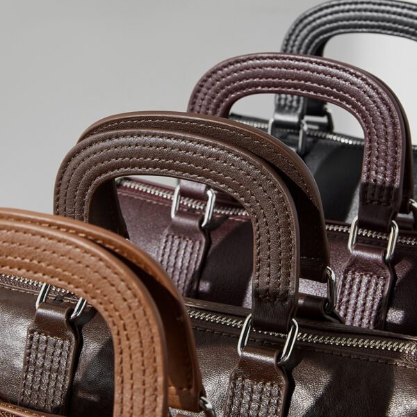 Cowhide Leather Boston Pillow Bag — Vintage Handheld Crossbody