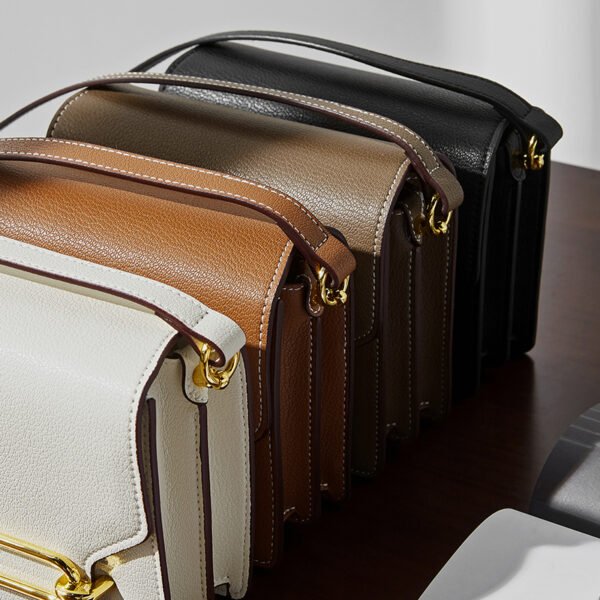 Genuine Leather Shoulder Bag — Minimalist Box Tote