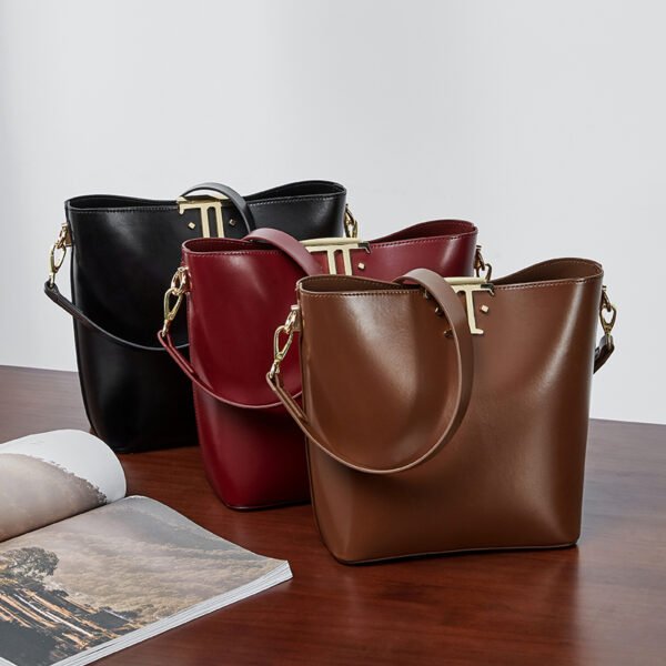 Genuine Leather Bucket Bag for Women | Large Capacity Retro Shoulder Tote – Mode