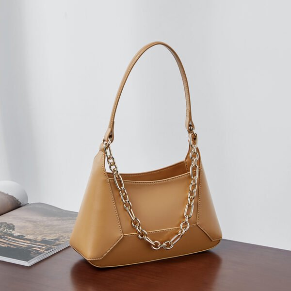 Minimalist Underarm Leather Handbag – Fashion Baguette Cowhide Shoulder Bag