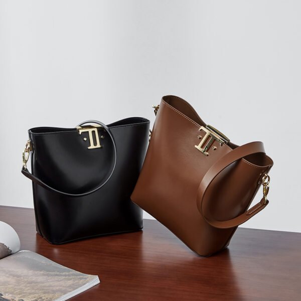 Genuine Leather Bucket Bag for Women | Large Capacity Retro Shoulder Tote – Mode
