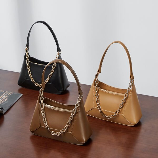 Minimalist Underarm Leather Handbag – Fashion Baguette Cowhide Shoulder Bag