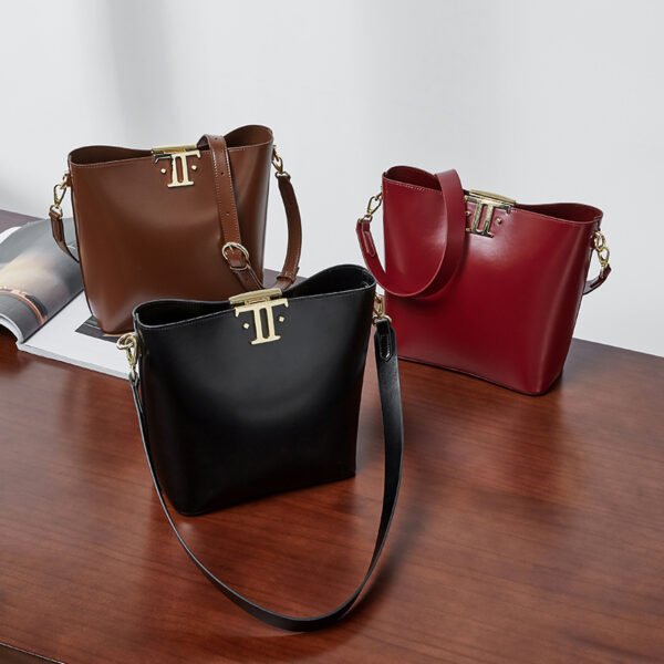 Genuine Leather Bucket Bag for Women | Large Capacity Retro Shoulder Tote – Mode