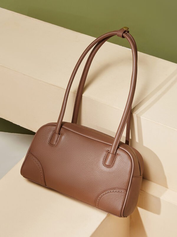 900X1200主图_0001_无题会话9127 Women’s Genuine Leather Bowling Bag | Large Capacity Cowhide Tote & Crossbody Commuter Handbag