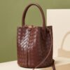 Genuine Leather Woven Bucket Bag — Chic Shoulder & Crossbody