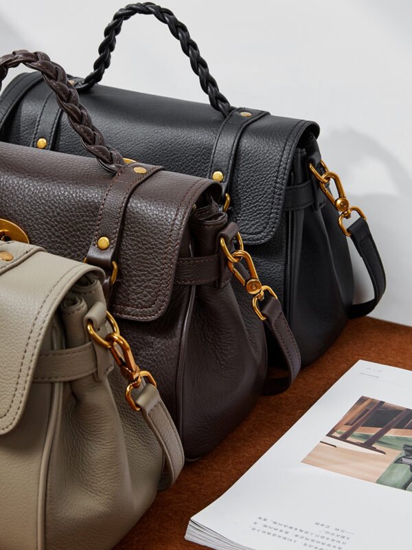 Genuine Leather Satchel Tote Bag — Elegant Commuter Style