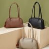 900X1200主图_0003_无题会话9124 Women’s Genuine Leather Bowling Bag | Large Capacity Cowhide Tote & Crossbody Commuter Handbag