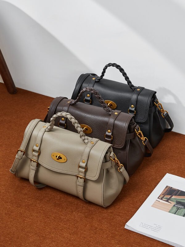 Genuine Leather Satchel Tote Bag — Elegant Commuter Style