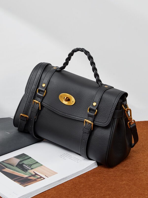 Genuine Leather Satchel Tote Bag — Elegant Commuter Style