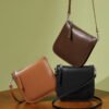 900X1200主图_0013_场景图 (4) Genuine Leather Bucket Shoulder Crossbody Bag — Compact Phone Tote